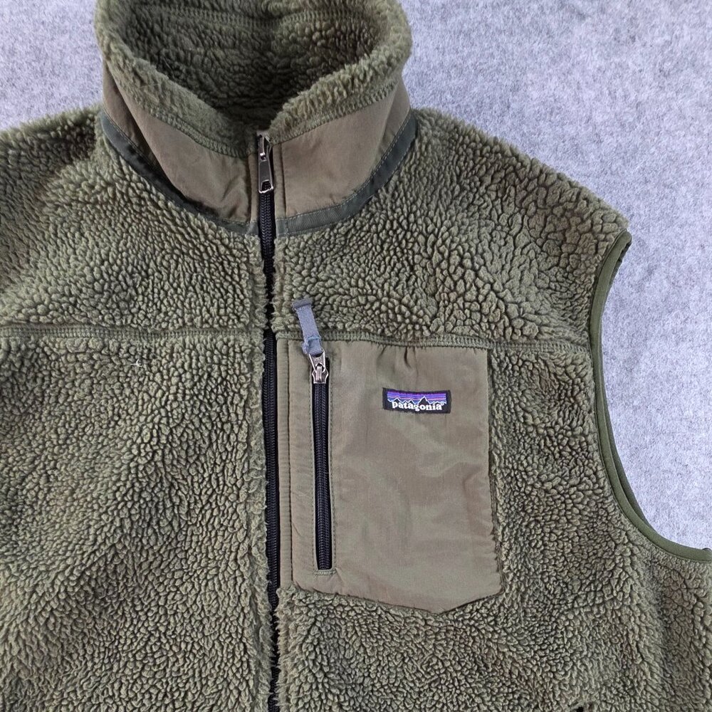 Patagonia Classic Retro-X Fleece Vest Men's XL Green Full Zip Sherpa - Picture 2 of 6